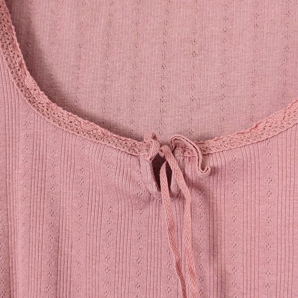 OLD NAVY - NWOT Peachy pink pointelle short sleeve top - Picture 5 of 6